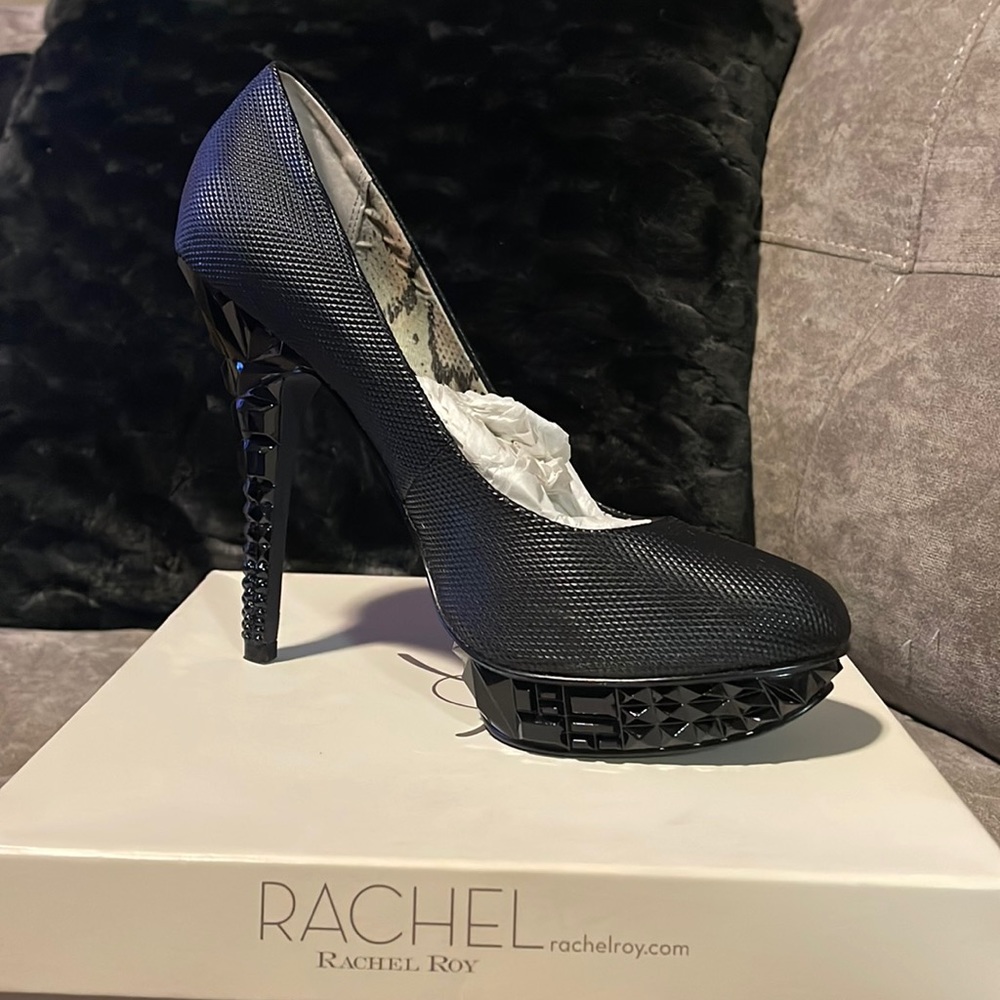 Rachel Roy 11M Heels Baddie Black Worn 2x